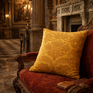 Coussin Couronne florale et feuillage damassé de la Renais