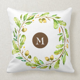 Coussin Couronne florale monogramme