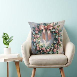 Coussin Couronne florale rose vintage