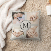 Coussin Couronne monogramme avec nom et date Est (Couverture)