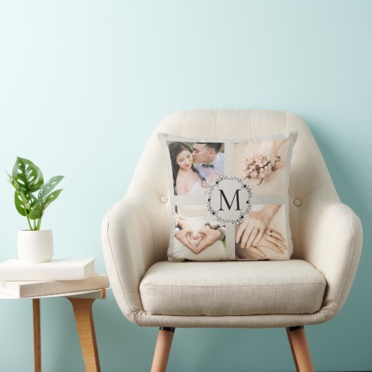 Coussin Couronne monogramme avec nom et date Est (Chaise)