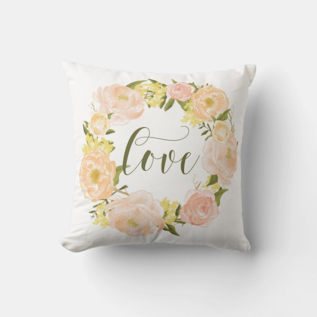 Coussin Couronne Pastel Orange Peonies | Love Lettering (Recto)