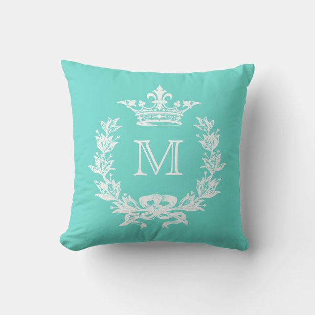 Coussin Couronne personnalisable de Français de monogramme (Recto)