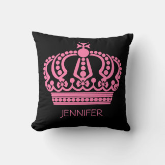 Coussin Couronne rose de la Reine sur fond noir personnali