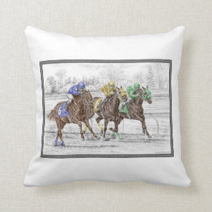 Coussin Course de cheval trois - cou et cou