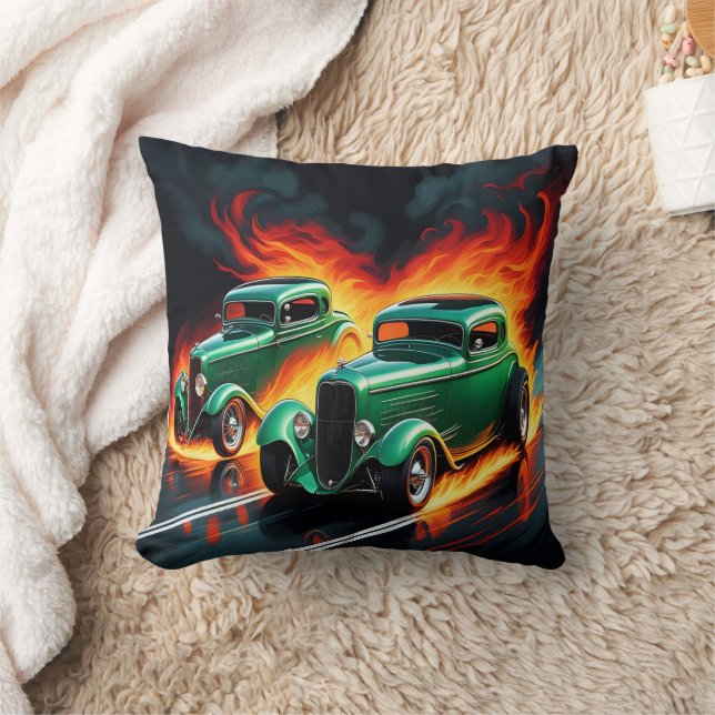Coussin Course de tiges chaudes sur une route ensoleillée (Couverture)