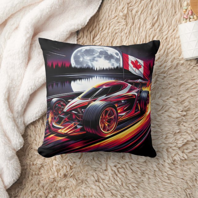 Coussin Course dynamique de chariot sous une lune vive (Couverture)