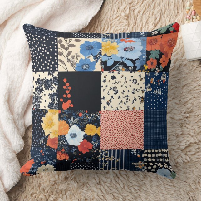 Coussin Courte classique patchwork - Botaniques audacieuse (Couverture)