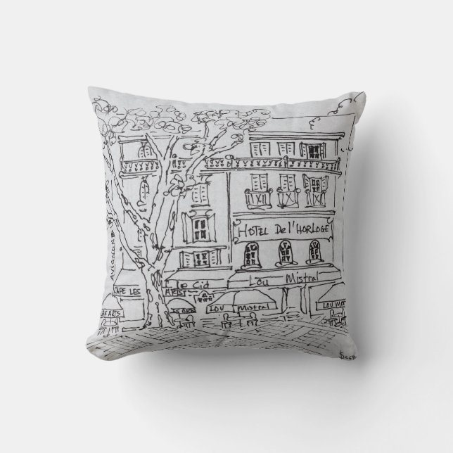 Coussin Courtyard Café | Hôtel del'Horloge, Avignon (Recto)