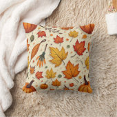Coussin coussin avec feuilles et citrouilles tombé (Couverture)