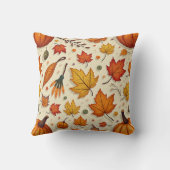 Coussin coussin avec feuilles et citrouilles tombé (Verso)