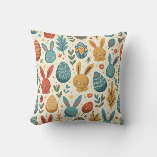 Coussin coussin avec lapin et motif d'oeuf