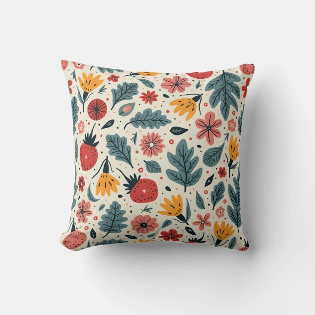 coussin coussin avec motifs de fleurs et feuilles  (Recto)