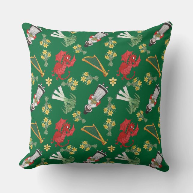 Coussin Coussin, Cushion : Daffodils gallois Dragon Leeks  (Recto)