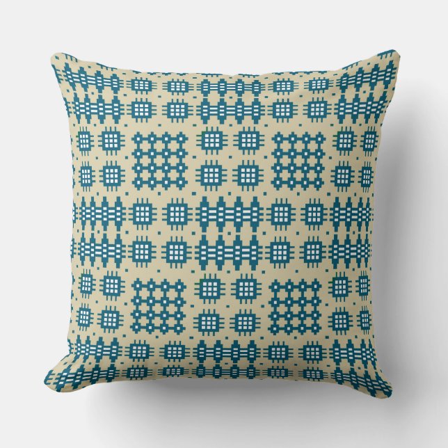 Coussin Coussin, Cushion Welsh Tapestry Motif : Navy Taupe (Recto)