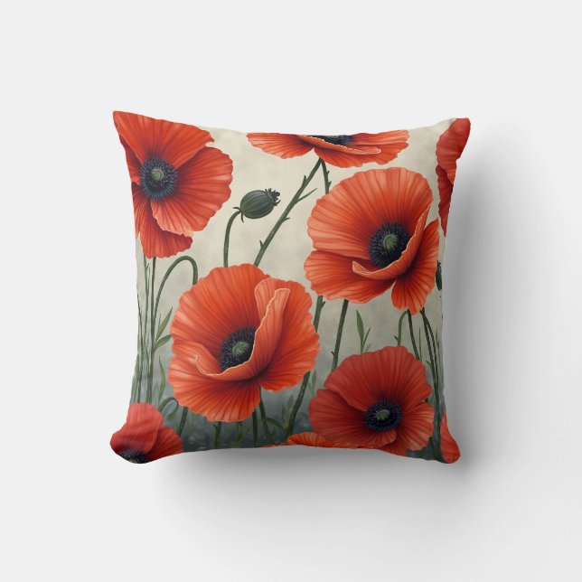 coussin coussin de fleurs de pavot (Recto)