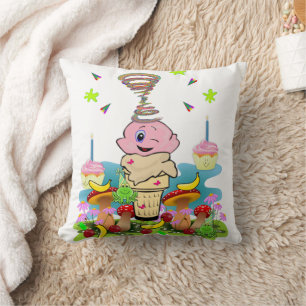 Coussin Coussin, Joyeux Anniversaire Gâteau Rose
