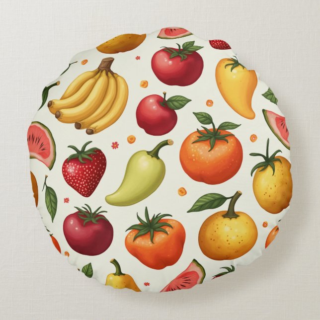 Coussin coussin motif à fruits (Dos)