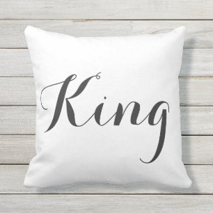 Coussin Coussin, roi, blanc, noir, typographie