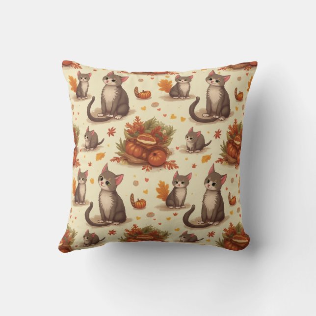 Coussin coussin Thanksgiving avec chats (Verso)