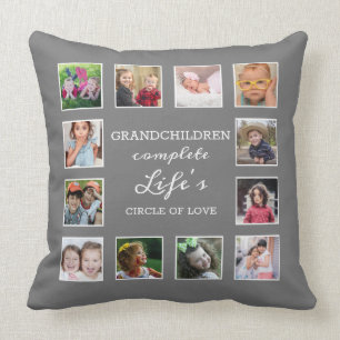 Coussin Coutume 12 Collage photo Gris pour petits enfants