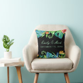 Coussin Coutume noire florale tropicale de mariage (Chaise)