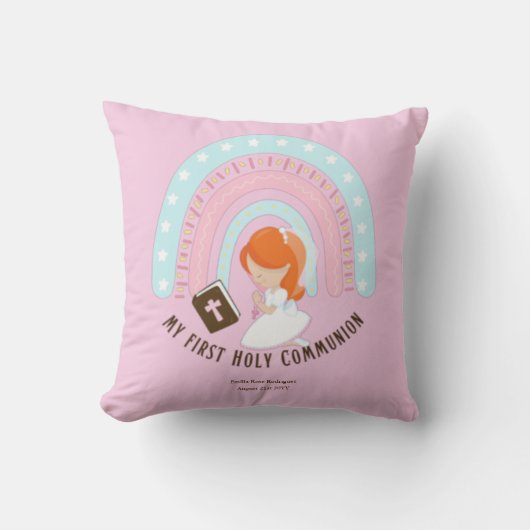 Coussin Coutume Première Sainte Communion Cute Red Hair Gi (Recto)