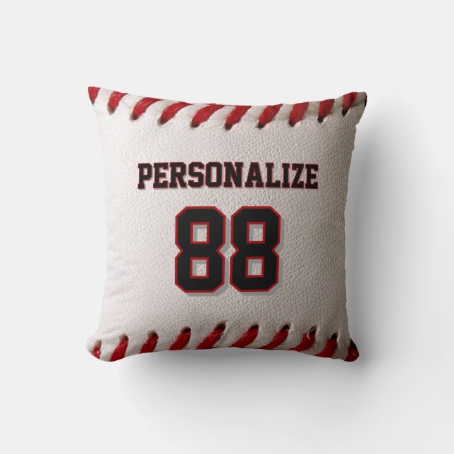 Coussin Couture de baseball classique Nom et numéro person (Recto)