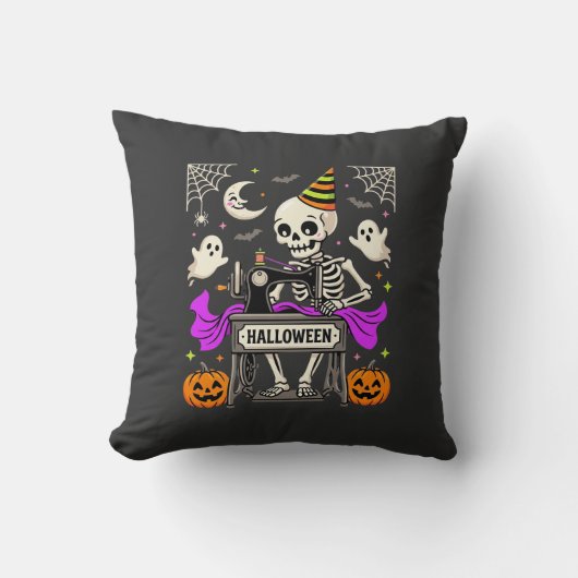 Coussin Couture de squelette d'Halloween Fantôme Citrouill (Recto)