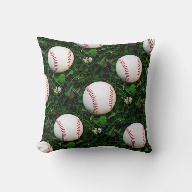 Coussin Couture rouge de baseball blanc (Recto)