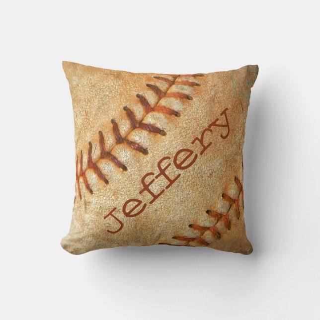Coussin Couture rouge vintage personnalisée de baseball bl (Recto)