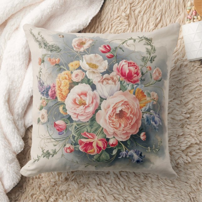 Coussin Couvercle d'oreiller à l'élégance florale belge (Couverture)