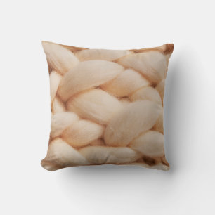 Coussin Couverture Chunky Tricot Texture Laine Ivoire Scan