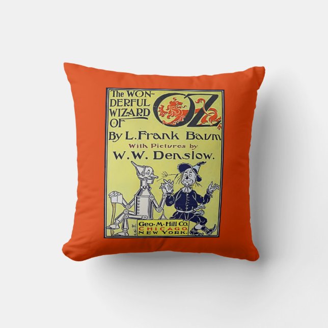 Coussin Couverture de livre vintage de magicien d'Oz (Recto)