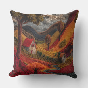 Coussin Couverture de paysage en relief d'art folklorique