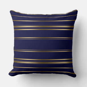 Coussin Couverture en molleton à motif rayures bleu marine