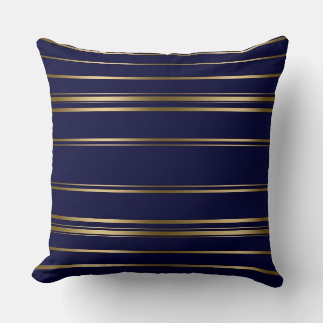 Coussin Couverture en molleton à motif rayures bleu marine (Recto)
