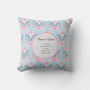 Coussin Couverture en molleton Éléphant Bleu