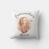 Coussin Couverture Fete Bebe Teddy Bear Montgolfière Rose (Recto)