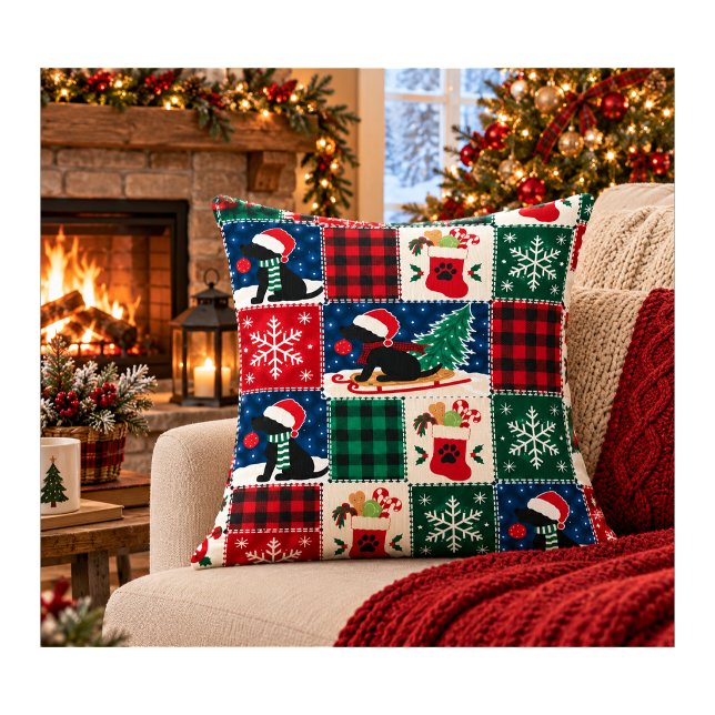 Coussin Couverture patchwork de Noël confortable pour Labr (Créateur téléchargé)