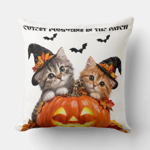 Coussin Couvre-lit sorcière d'Halloween avec chats et citr