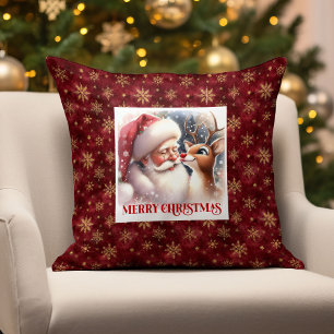 Coussin Couvre-oreiller mignon de Père Noël Rudolph Accent
