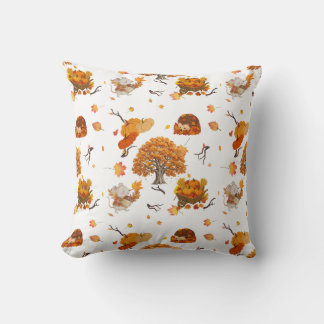 Coussin Couvre-théâtre d'animaux de forêt automnaux mignon