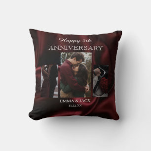 Coussin Couvre-théâtre de collage photo de 5e anniversaire