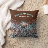 Coussin cowboy brun turquoise pays mariage de l'ouest (Couverture)