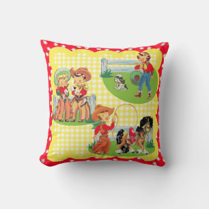 Coussin Cowboy Cowgirl Kids Western Baby Cadeau