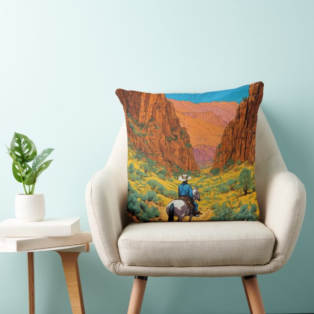 Coussin Cowboy dans le canyon de cuivre | Art Style Tintin (Chaise)