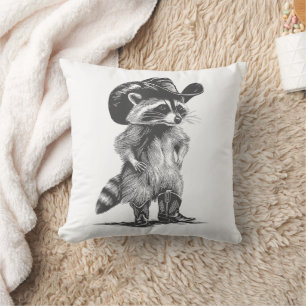 Coussin Cowboy Raton Laveur Mème Graphique Drôle Hommes Fe