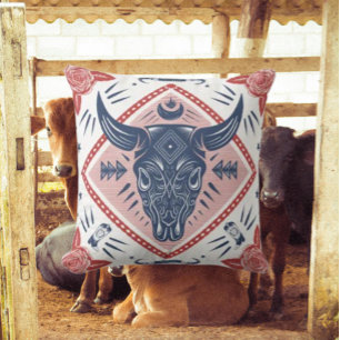 Coussin Cowboy Taureau Western