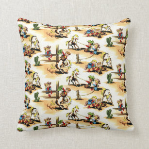 Coussin Cowboy vintage - cow-girls - chevaux - ranch